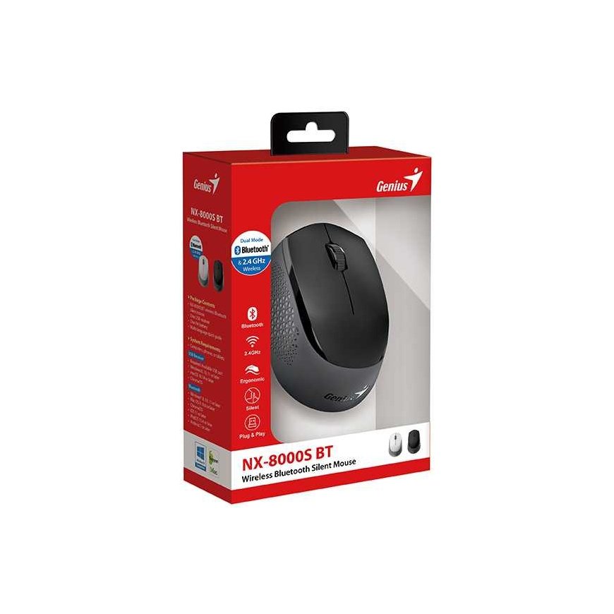 Wireless mouse, Genius NX-8000S BT, black-gray, optical, 1200DPI – 4