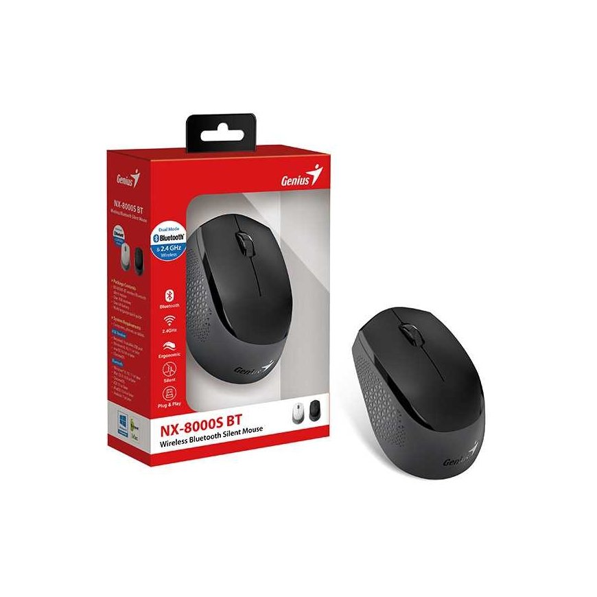 Wireless mouse, Genius NX-8000S BT, black-gray, optical, 1200DPI – 5