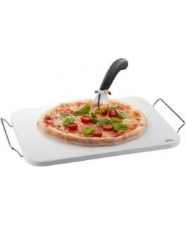 Zestaw nóż do pizzy + kamień ze stojakiem prostokątnym GEFU DARIOSO G-89534