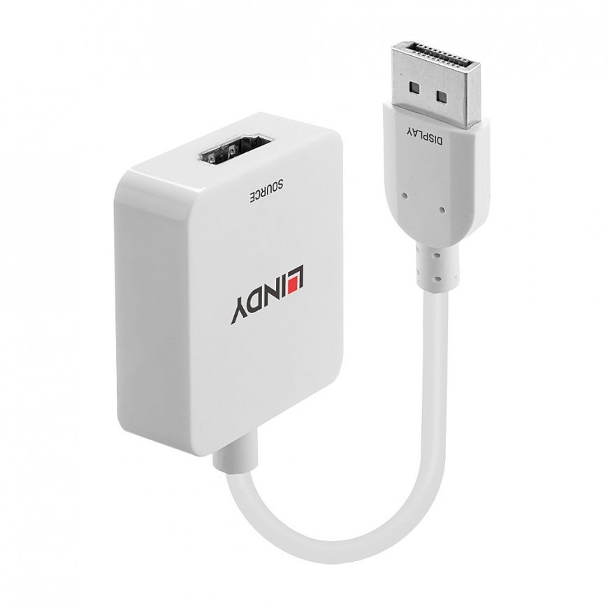 Lindy 38303 video kabeļu aksesuārs 0,095 m HDMI Type A (Standard) DisplayPort Balts