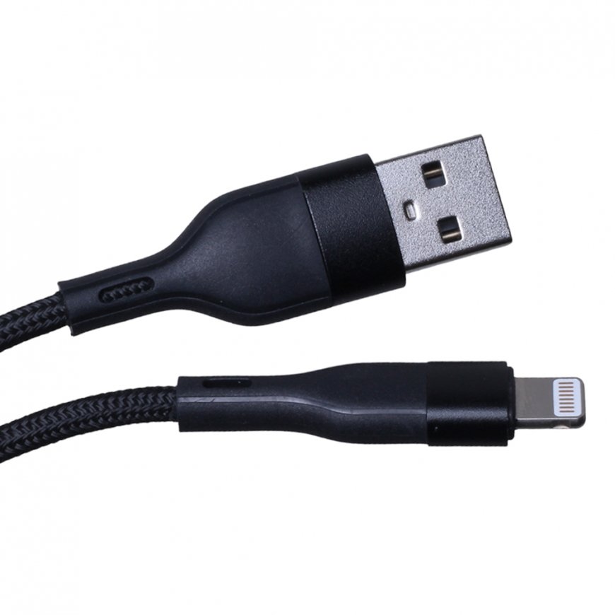 Maxlife MXUC-07 cable USB - Lightning 1,0 m 2,4A black nylon – 2