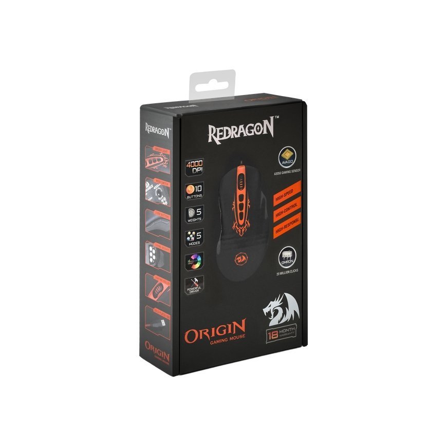 REDRAGON Origin kompiuterio pelė Dešinės rankos USB A tipo Optinis 4000 DPI – 4