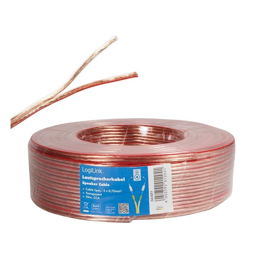 LogiLink CA1077 garso kabelis 50 m Permatomas – 4