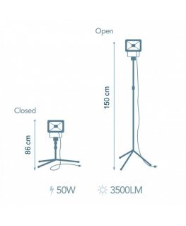 Electraline 63440 LED Floodlight with Tripod 50W / 3500LM / CABLE IP65