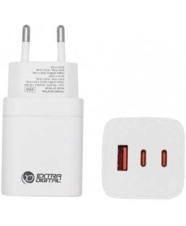 Charger EXTRA DIGITAL GaN 2x USB Type-C, USB Type-A: 65W, PPS