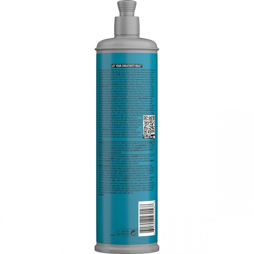 "Tigi Bed Head Gimme Grip Texturizing Conditioning Jelly" gelinis kondicionierius , skirta tankinti ir formuoti 600ml – 3