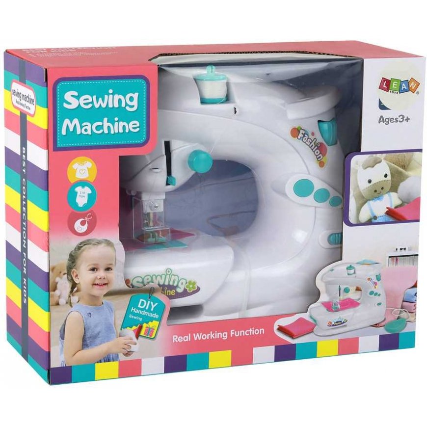 Lean Toys Siuvimo mašina vaikams veikia kaip tikra balta baterija – 4