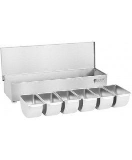 Royal Catering Bartender container for drink accessories + 6 container inserts, stainless steel
