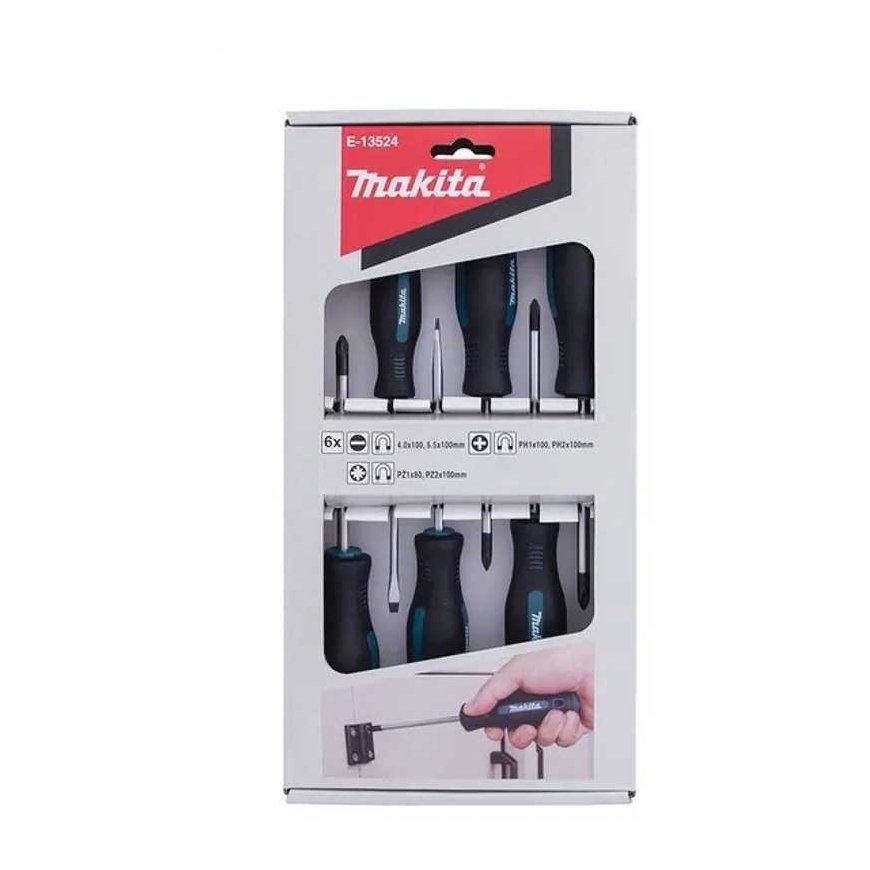 Makita E-13524 Atsuktuvų rinkinys 6 vnt, PH1x100, PH2x100, PZ1x80, PZ2x100, SL4.0x100, SL5.5x100, – 2