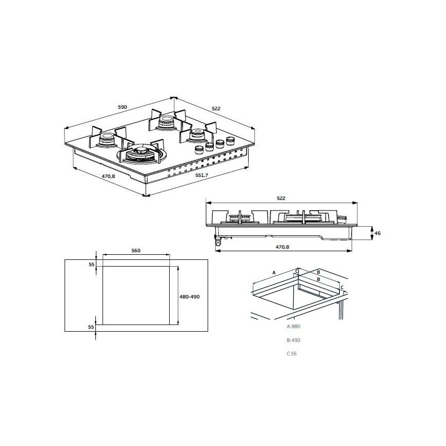 Beko HILG 64220 S Musta Kiinteä Kaasuliesi 4 alue(tta) – 3