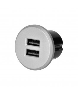 Orno 2XUSB 3.4A įleidžiamas įkroviklis, sidabrinis