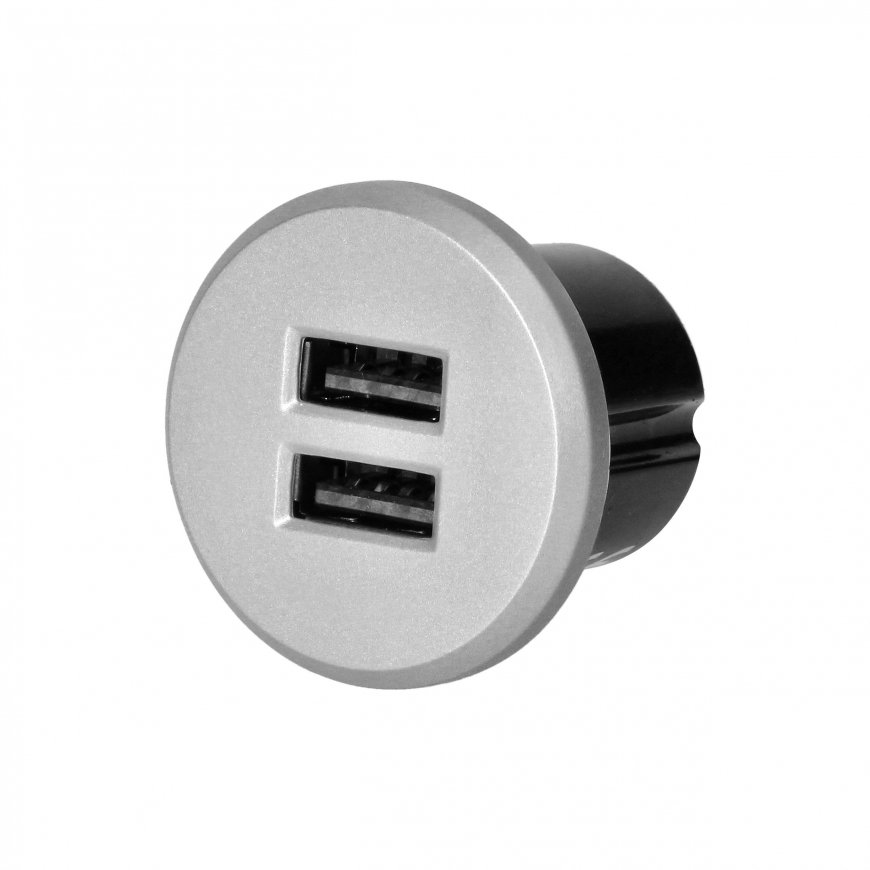 Orno 2XUSB 3.4A Recessed Charger, Silver