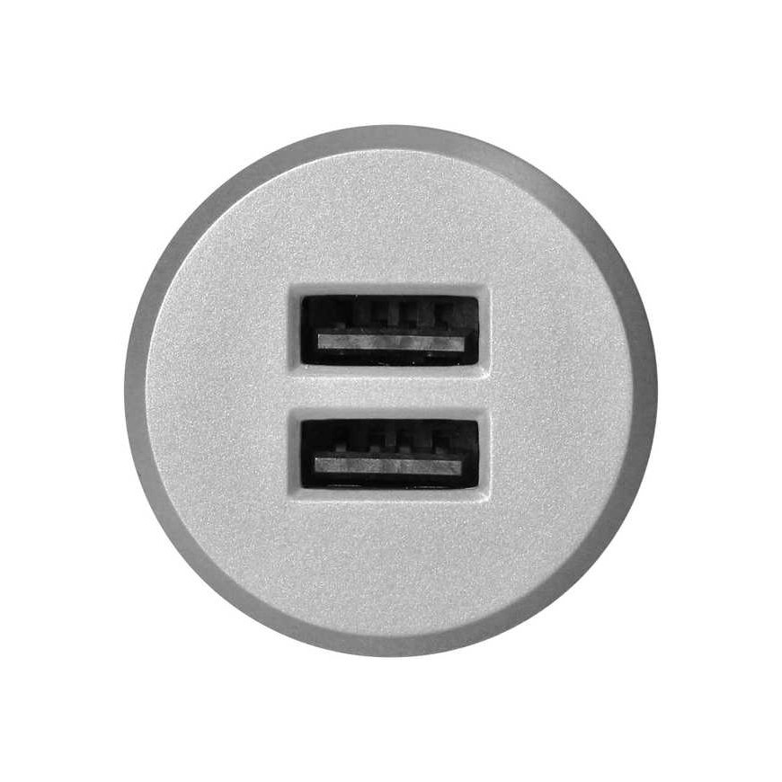 Orno 2XUSB 3.4A įleidžiamas įkroviklis, sidabrinis – 3