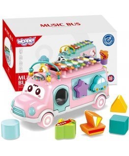 WOOPIE BABY Samochozdik Muzyczny Sorter with Cymbałkami Pink