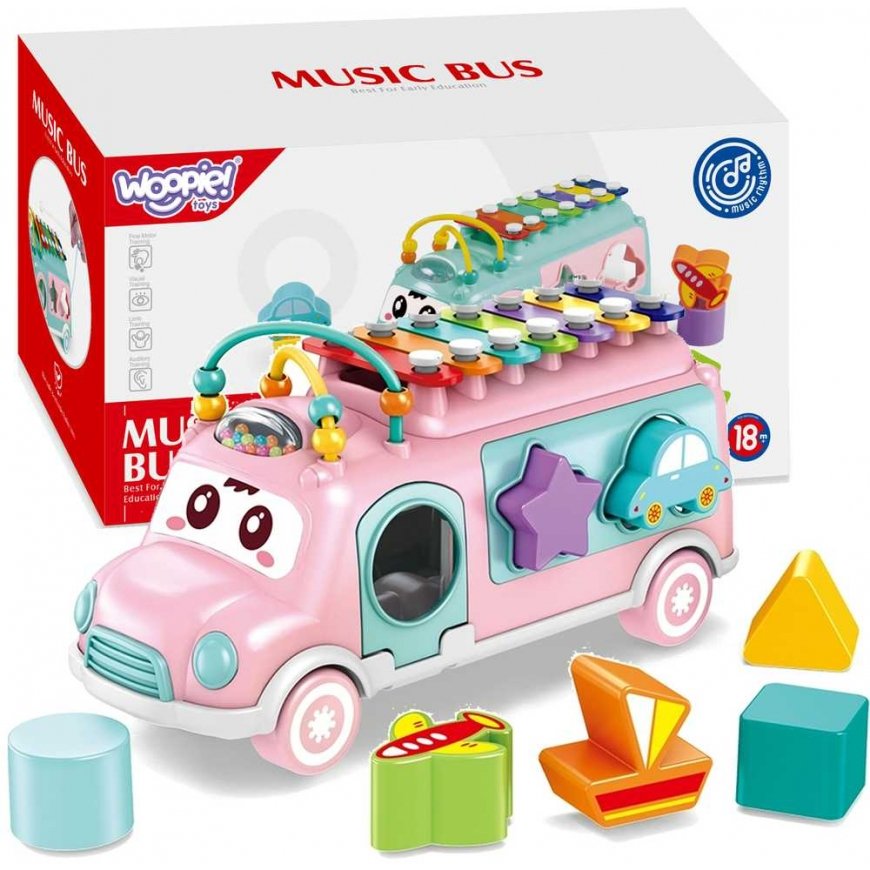 WOOPIE BABY Samochodzik Muzyczny Sorter su Cymbałkami Rožinė