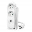 Ornos Desktop computer power cord with USB charger and spring clip