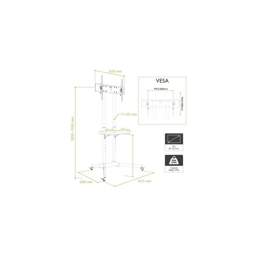 Techly 309982 TV mount 165.1 cm (65") Black – 5