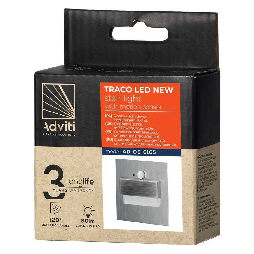 Orno TRACO LED 1.5W, recessed staircase lighting, 12VDC, 30lm, 3000K, satin, motion and twilight sensor – 2