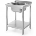 Table, steel table top with one sink 600x600mm and shelf - Hendi 811856 Table, steel table top with one sink 600x600mm and shelf - Hendi 811856