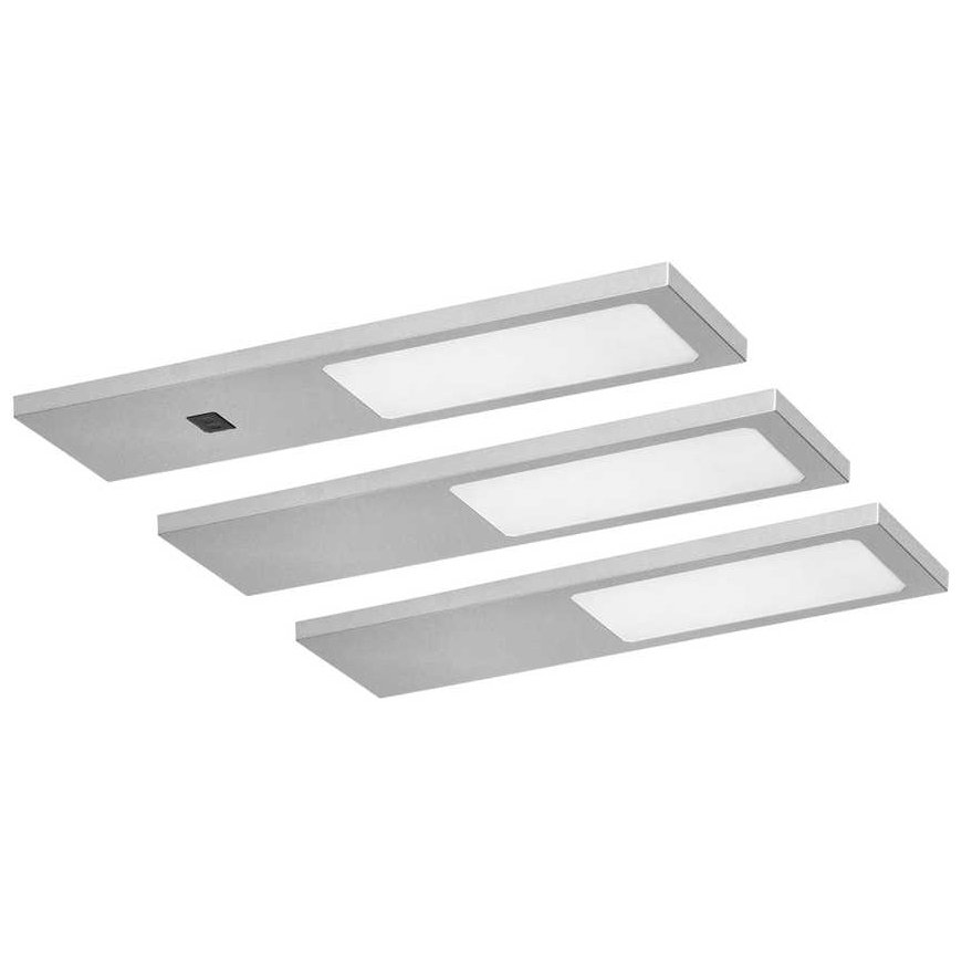 Orno PLANA rinkinys iš 3 LED lempučių po spintele, 3x4W, 3x240lm, 4000K, su bekontakčiu jungikliu, pilka – 2