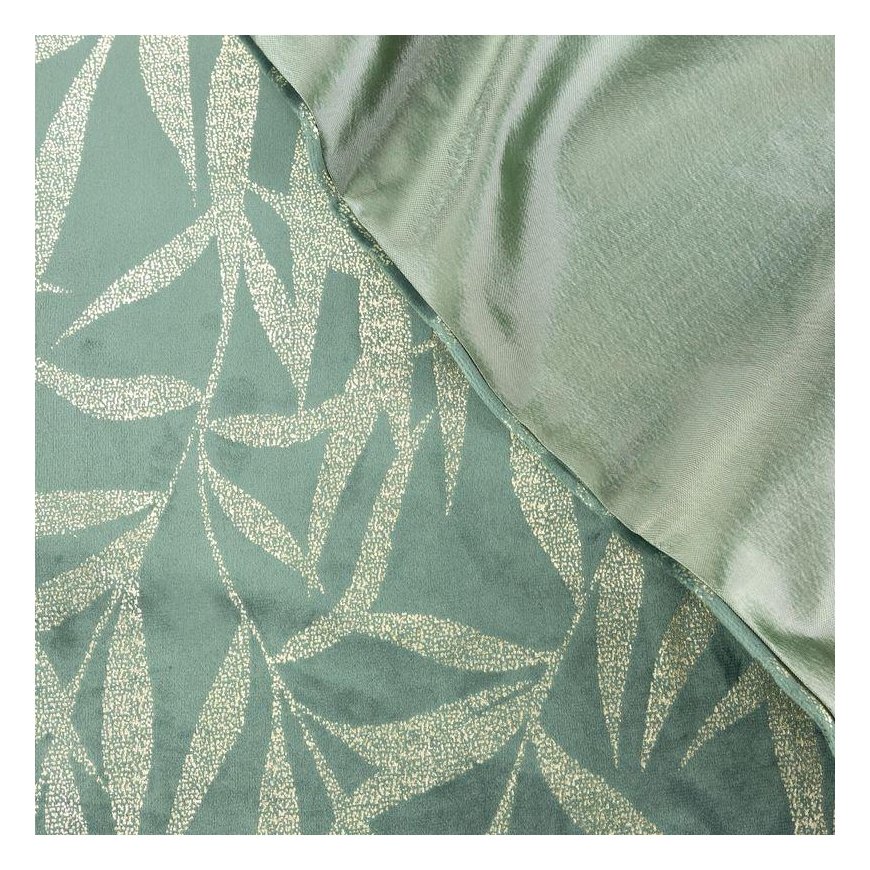 Eurofirany BLINK / 15 Velvet table runner with delicate light golden branch motif, 35X180 cm, color: dark mint – 2