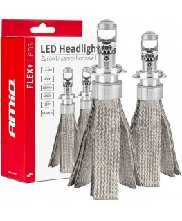 Żarówki samochodowe led seria flex+ h7 soczewka 12v 24v 6000k canbus amio-03660