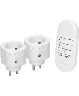 The Orno Wireless mini socket set is controlled by a 2+1 remote control