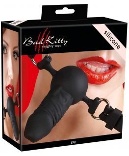 Bad Kitty - Black Silikonowy Knebel W Kształcie Penis
