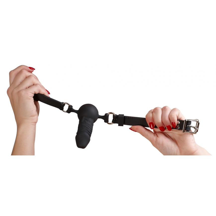 Bad Kitty - Black Silikonowy Knebel W Kształcie Penis – 4
