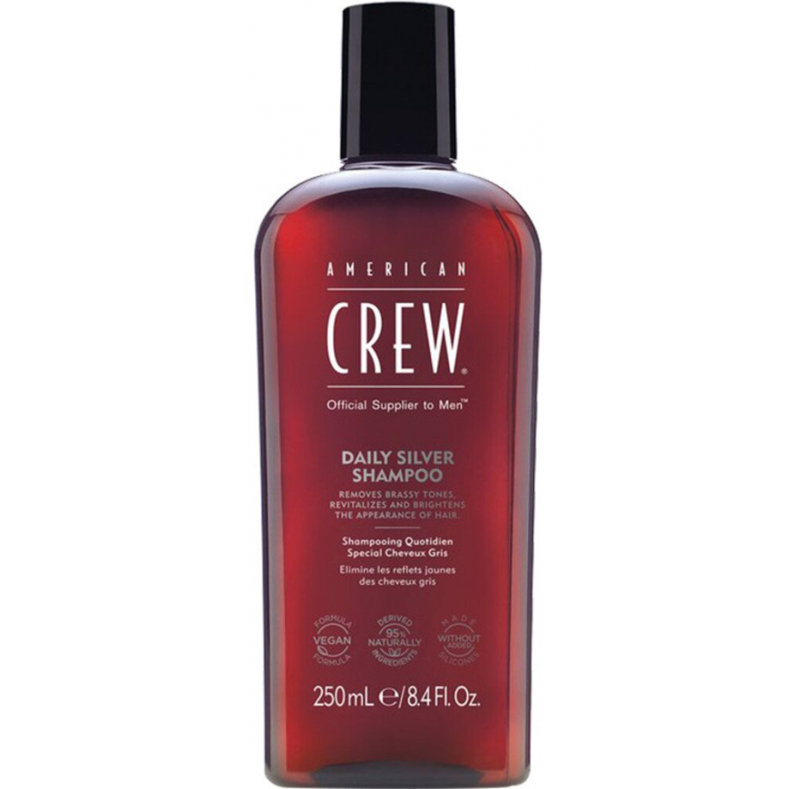 American Crew, Daily Sidabrinis, Paraben-Free, Hair Šampūnas, For Spalvą išsaugantis, 250 ml – 2