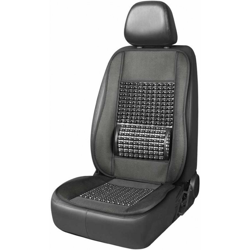 Beaded seat mat with back support for car amio-03644