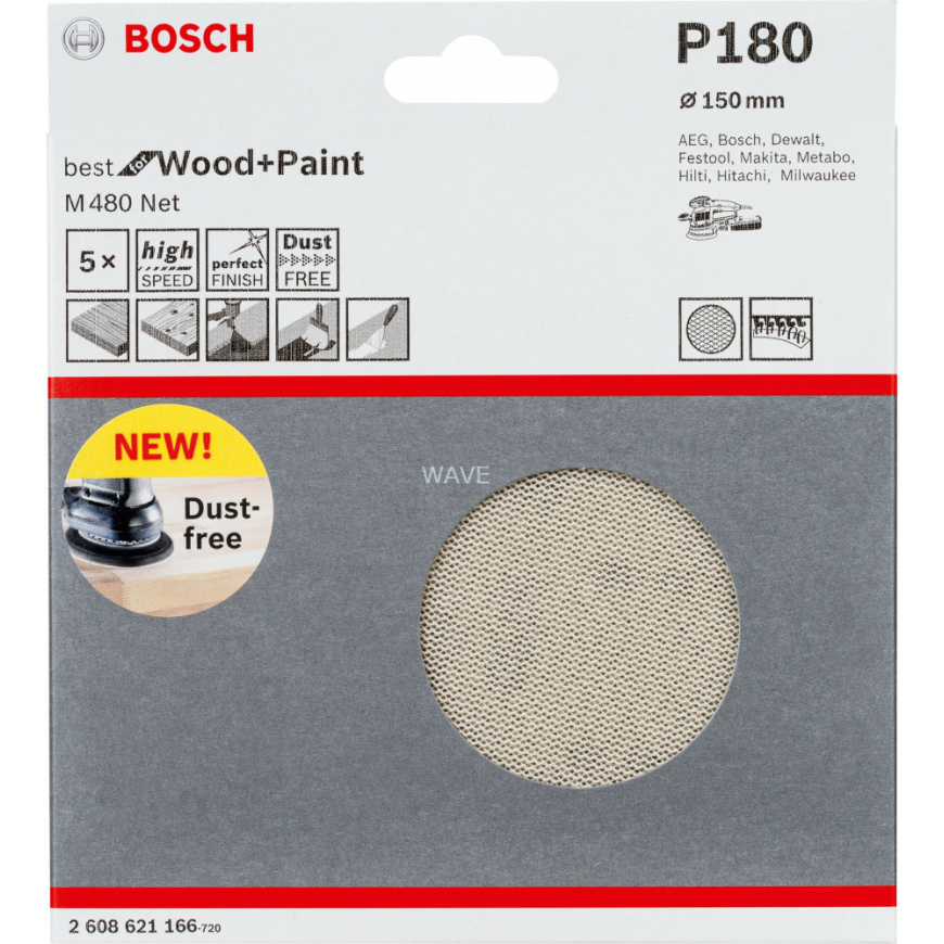 Bosch Šlifavimo tinklelis M 480 150mm, G180, 5 vnt. – 2