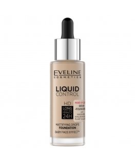 Eveline Cosmetics Liquid Control HD Long Lasting Formula 24H foundation with dropper 035 Natural brownish yellow 32ml