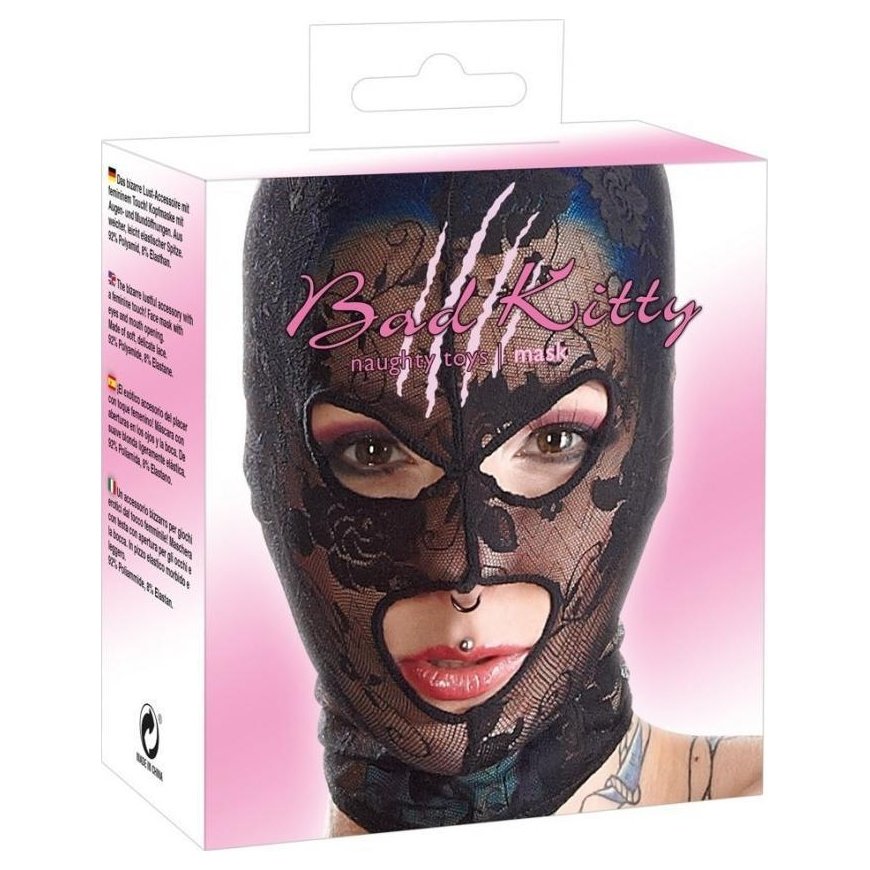 Bad Kitty - Black Mask Z Otworem Na Oczy I Usta Koronkowa