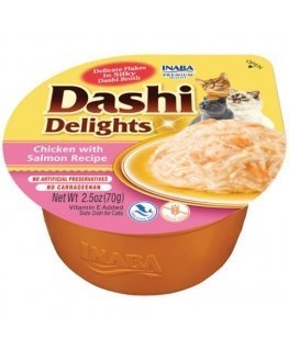 INABA Dashi Delights Chicken with salmon in broth - cat treats - 70g