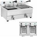 Royal Catering Frying pan, two-chamber power fryer with taps, 230V 2x16L