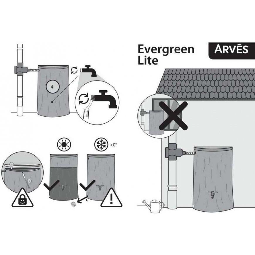 Prosperplast EVERGREEN LITE LIETAUS VANDENS TAKAS 300L UMBRA MEDIENA – 3