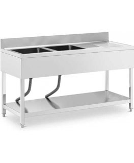 Royal Catering Zlew basin dwukomorowy with ociekaczem półkku i rantem 160 x 60 x 97 cm