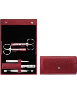 Manicure set Zwilling Classic Inox - red, skórzane etui, 5 parts - Red