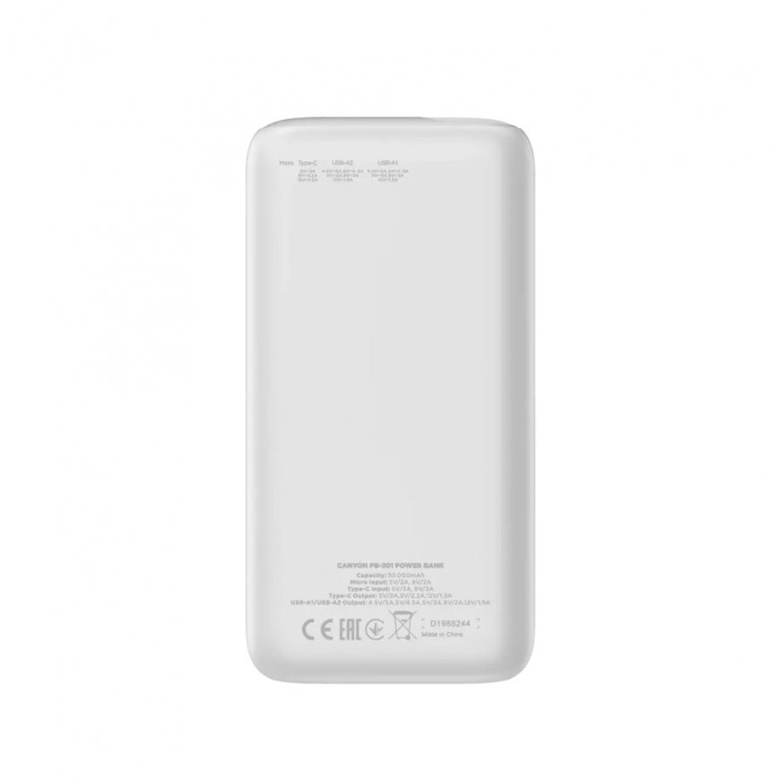Canyon CNE-CPB301W ārējais akumulators 30000 mAh Balts – 3