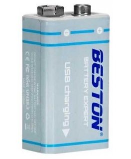 Beston Baterija 9V (krona), įkraunama su USB-C lizdu, 1000mAh, Li-Ion