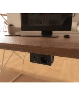 Power outlet DELTACO OFFICE, under the table, corner, 1x21W A+C USB charging, GST18 cable connection / GT-1101 / 1902243
