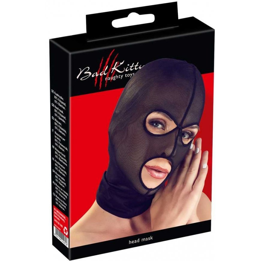 Bad Kitty - Black Semi-transparent Mask Z Otworem Na Oczy I Usta