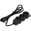 Orno 3-way extension cord 2P+E (Schuko), 5m H05VV-F 3x1.5mm2, Imax16A, flat plug, black Orno 3-way extension cord 2P+E (Schuko), 5m H05VV-F 3x1.5mm2, Imax16A, flat plug, black