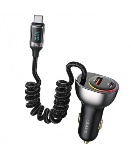USAMS Ład. same C37 1xUSB+1xUSB-C 60W + cable USB-C 30W PD+QC Fast Charge black/black CC192CC01 (US-CC192)