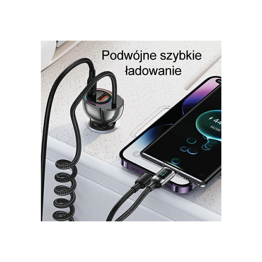 USAMS Ład. sam. C37 1xUSB+1xUSB-C 60W + kabelis USB-C 30W PD+QC Fast Charge juoda/juodas CC192CC01 (US-CC192) – 4