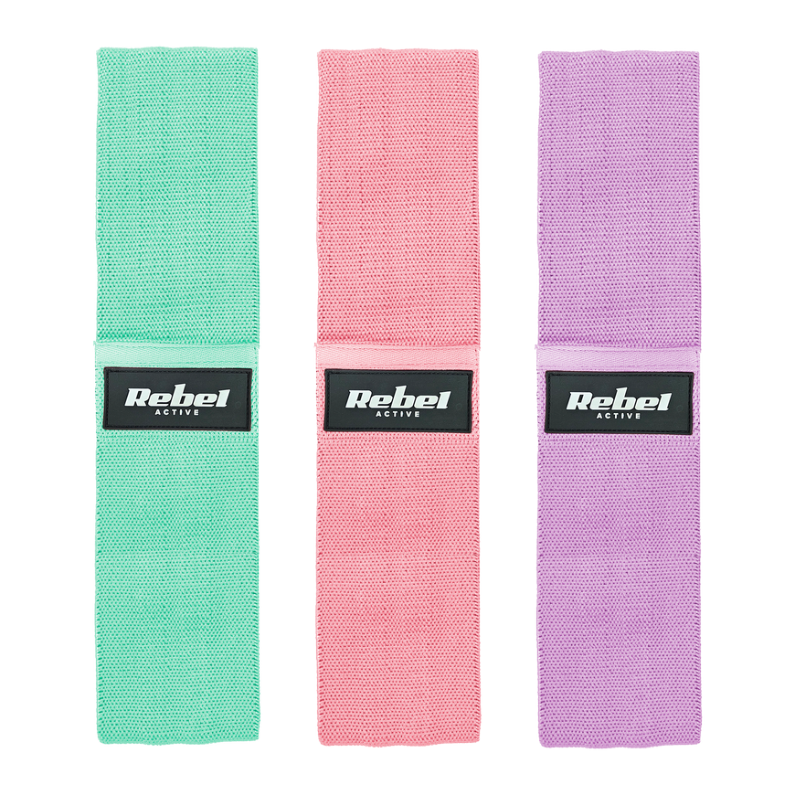 Set of fabric exercise bands - Mini Band M, 27-55 kg, 3 fabric bands, REBEL ACTIVE – 2