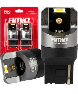 Żarówki led full canbus w21w 2smd 7440 baltas amio-03599