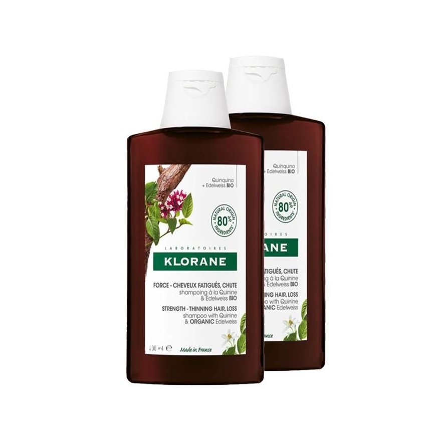 "Klorane" šampūnas su chininu ir "Edelveiss Bio" 2x400ml