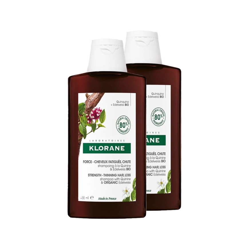 "Klorane" shampoo with quinine and "Edelveiss Bio" 2x400ml – 2